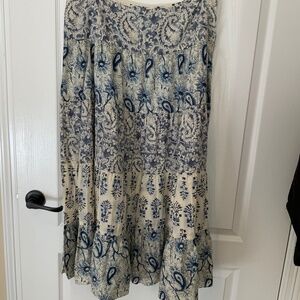 LAUREN JEANS COMPANY TIERED SKIRT  DENIM BLUE /CREAM DESIGNS EACH TIER SZ 14